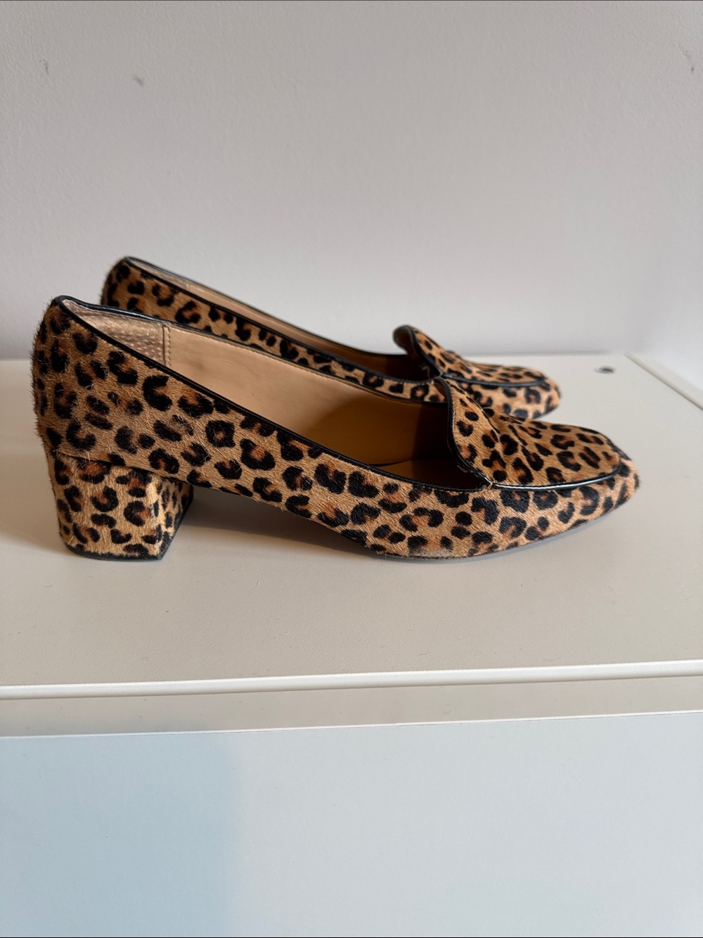 Pony hair block heels